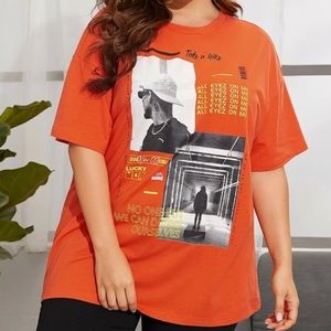 NWOT- Orange Graphic T- shirt